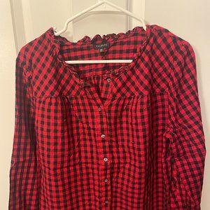 Talbot's Black/Red Plaid Button Up, Women's XL